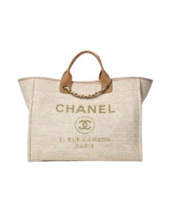 Chanel Deauville Medium Canvas Beige And Brown 38Cm