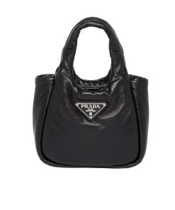 Prada Padded Soft Leather Bag Geranium Black 19cm