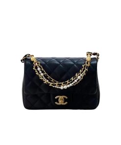 Chanel Flap Bag Gold Hardware With Chain White 17Cm