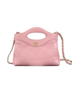 Chanel Shopping Bag Shiny Lambskin Pink 19Cm As4854 B16220 Nw784