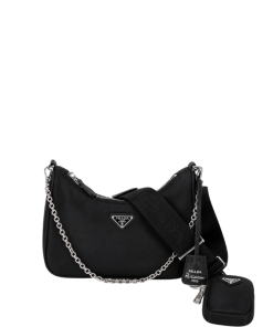 Prada Embleme Brushed-Leather Bag White