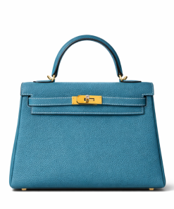 Hermès 30cm Kelly Retourne Blue Jean Togo Gold Hardware