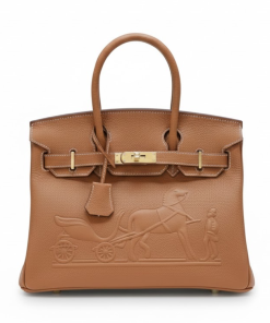 Hermes Birkin 30CM Brown Horse Draw Carriage Embossed
