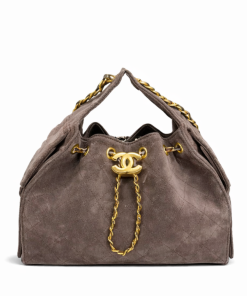 Chanel Small 25 Hobo Bag Brown Suede Antique Gold Hardware