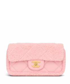 Chanel Quilted Flap Bag Pink Shearling Gold Hardware