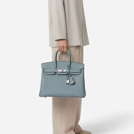 Hermes Birkin 25 Bleu Lin Verso Togo Palladium Hardware - Image 4