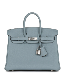 Hermes Birkin 25 Bleu Lin Verso Togo Palladium Hardware