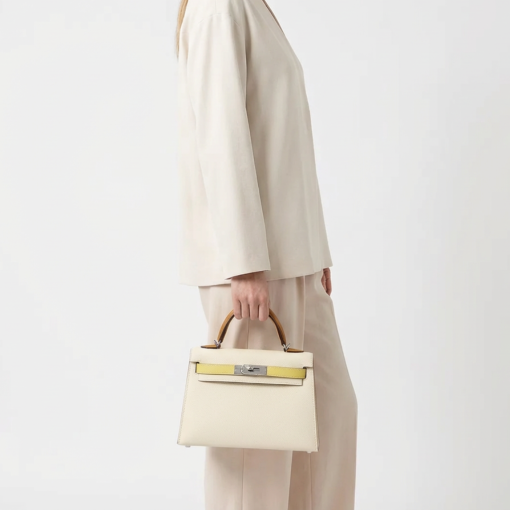Hermes Kelly Mini 20 Veau Epsom Tricolore Palladium Hardwre - Image 4