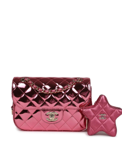 Chanel Mini Flap Bag & Star Coin Purse Pink Mirror Calfskin/Metallic Calfskin Light Gold Hardware