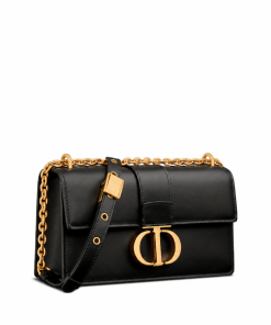 Dior 30 Montaigne Bag With Chain Black Calfskin