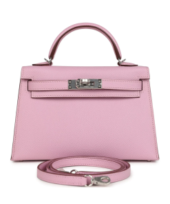 Hermes Kelly Sellier 20 Rose Sakura Chevre Palladium Hardware