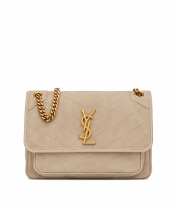 Saint Laurent Niki Baby Chain Bag In Suede Light Grey 6331581U827-9607