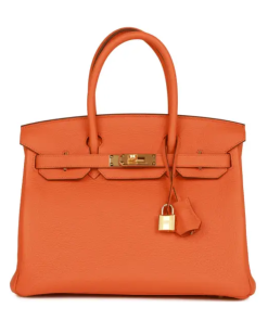 Hermes Birkin 30 Orange Clemence Gold Hardware