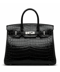 Hermes Birkin 30 Black Shiny Niloticus Silver Hardware