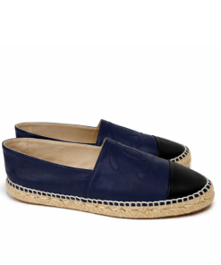 Chanel Lambskin Leather Espadrilles Navy and Black
