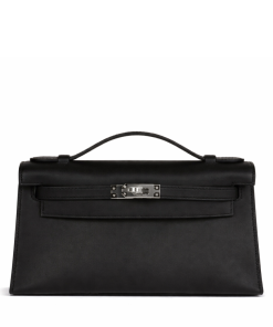 Hermes Kelly Pochette Black Swift Palladium Hardware