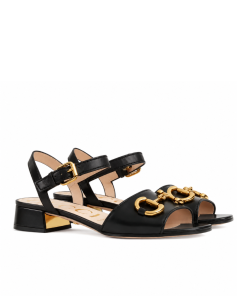 Gucci Women's Sandal With Horsebit Black 655413 Bko00 1000