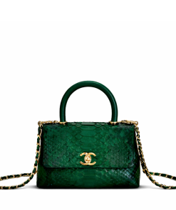 Chanel Trendy Cc Top Handle Bag Python Green 23Cm