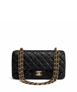 Chanel Classic Lambskin Flap Black Gold Hardware 25Cm