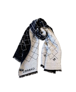 Chanel Scarves Black Grey Cashmere