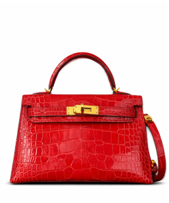 Hermès Kelly 20 Braise Shiny Alligator Gold Hardware