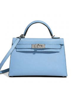 Hermès Kelly 25 Sellier Bleu Brume Epsom Palladium Hardware