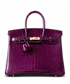Hermes Birkin 30 Purple Shiny Niloticus Crocodile Gold Hardware