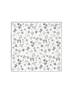 Chanel Square Scarf Twill Silk Black & White