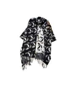 Chanel Black And White Cashmere Blend Scarf