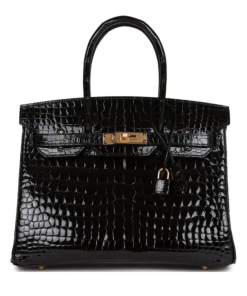 Hermes Birkin 30 Black Shiny Niloticus Gold Hardware