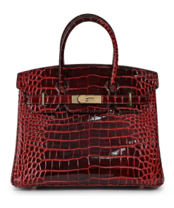 Hermes Birkin 30 Bordeaux Shiny Crocodile Gold Hardware