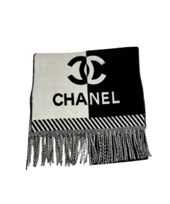 Chanel Black And White Wool Scarf