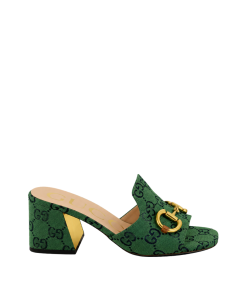 Gucci Women's Slide Monogram Sandal With Horsebit Green