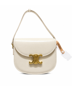 Celine Besace Clea In Shiny Calfskin White 18Cm 110413Bf4 02Pp