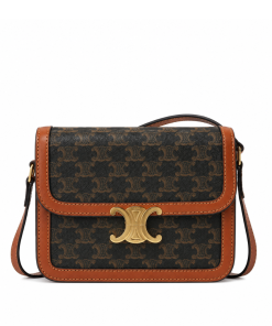 Celine Classique Triomphe Bag In Triomphe Canvas And Calfskin Tan 22Cm 191242Bz404Lu