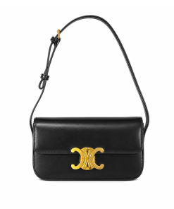 Celine Shoulder Bag Triomphe In Shiny Calfskin Black 18Cm 194143Bf438No