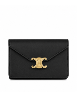 Celine Wallet On Chain Margo In Shiny Calfskin Black 20Cm 10L033Dpv 38No
