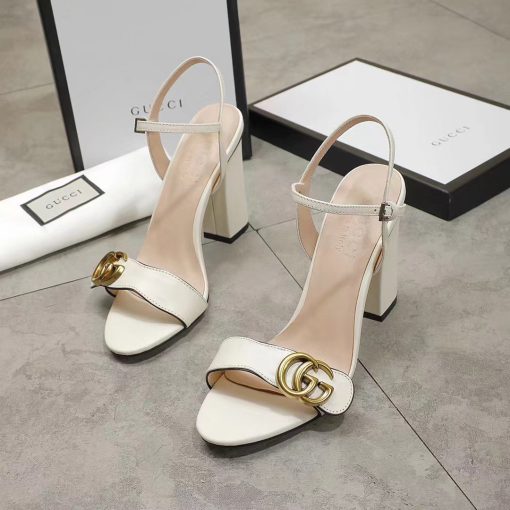 Gucci Double G White Leather Sandal ?453378 A3N00 9022 - Image 7