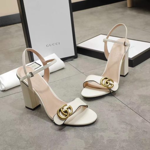 Gucci Double G White Leather Sandal ?453378 A3N00 9022 - Image 6