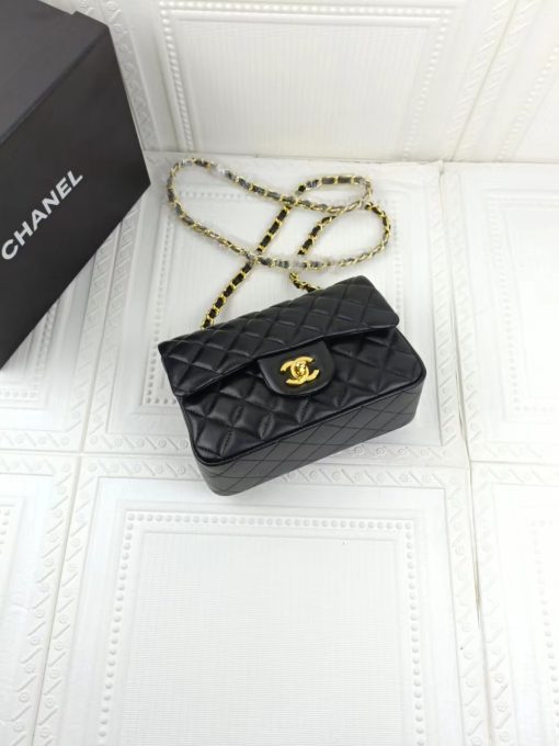 Chanel Classic Flap Caviar Black Crossbody Bag 20Cm - Image 9