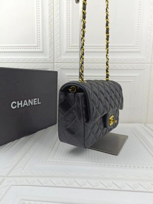 Chanel Classic Flap Caviar Black Crossbody Bag 20Cm - Image 10