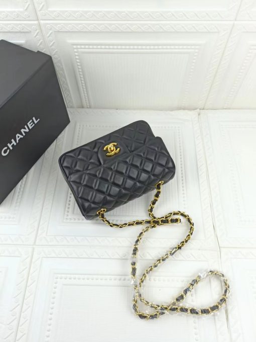 Chanel Classic Flap Caviar Black Crossbody Bag 20Cm - Image 8