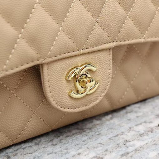 Chanel Classic Grain Gold Hardware Handbag Beige 25Cm A01112 - Image 6
