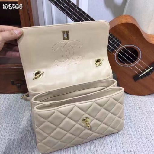 Chanel Flap Bag With Top Handle 25Cm Beige - Image 6