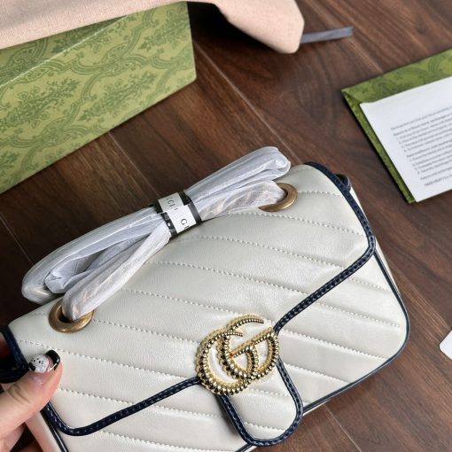 Gucci Marmont In White And Dark Blue 22Cm - Image 4