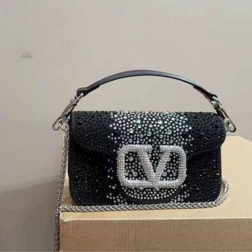 Valentino Loco Small Vlogo Shoulder Bag Black 20Cm - Image 4