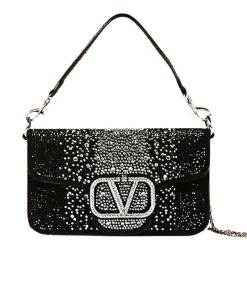 Valentino Loco Small Vlogo Shoulder Bag Black 20Cm
