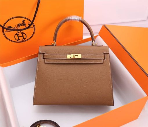Hermes Kelly Sellier 25 Chai Epsom Gold Hardware - Image 7