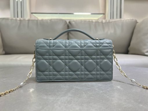 Lady Dior My Dior Top Handle Bag Blue - Image 6