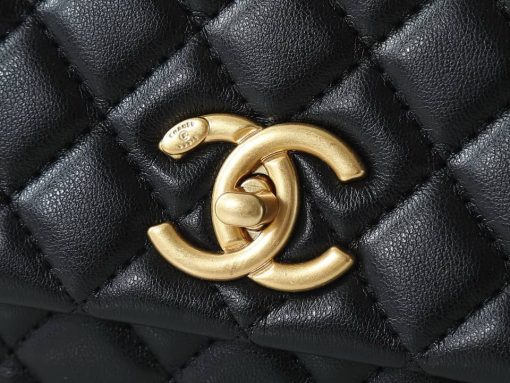 Chanel Coco Handle Black Caviar with Gold Hardware 25 - Image 7